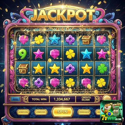 Imagem do jogo de slot jackpot da 7vwin, mostrando os rolos e prêmios emocionantes.